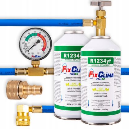 Obrazek Zestaw do klimatyzacji samochodowej 2x gaz R1234YF + adapter