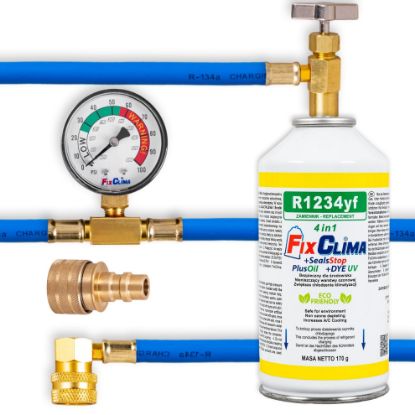 Obrazek Zestaw do klimatyzacji samochodowej gaz R1234YF 4w1 + adapter
