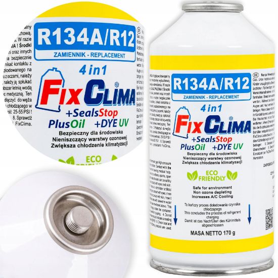 Obrazek Gaz do nabijania klimatyzacji aut R134A czynnik chłodniczy 4W1 FIX